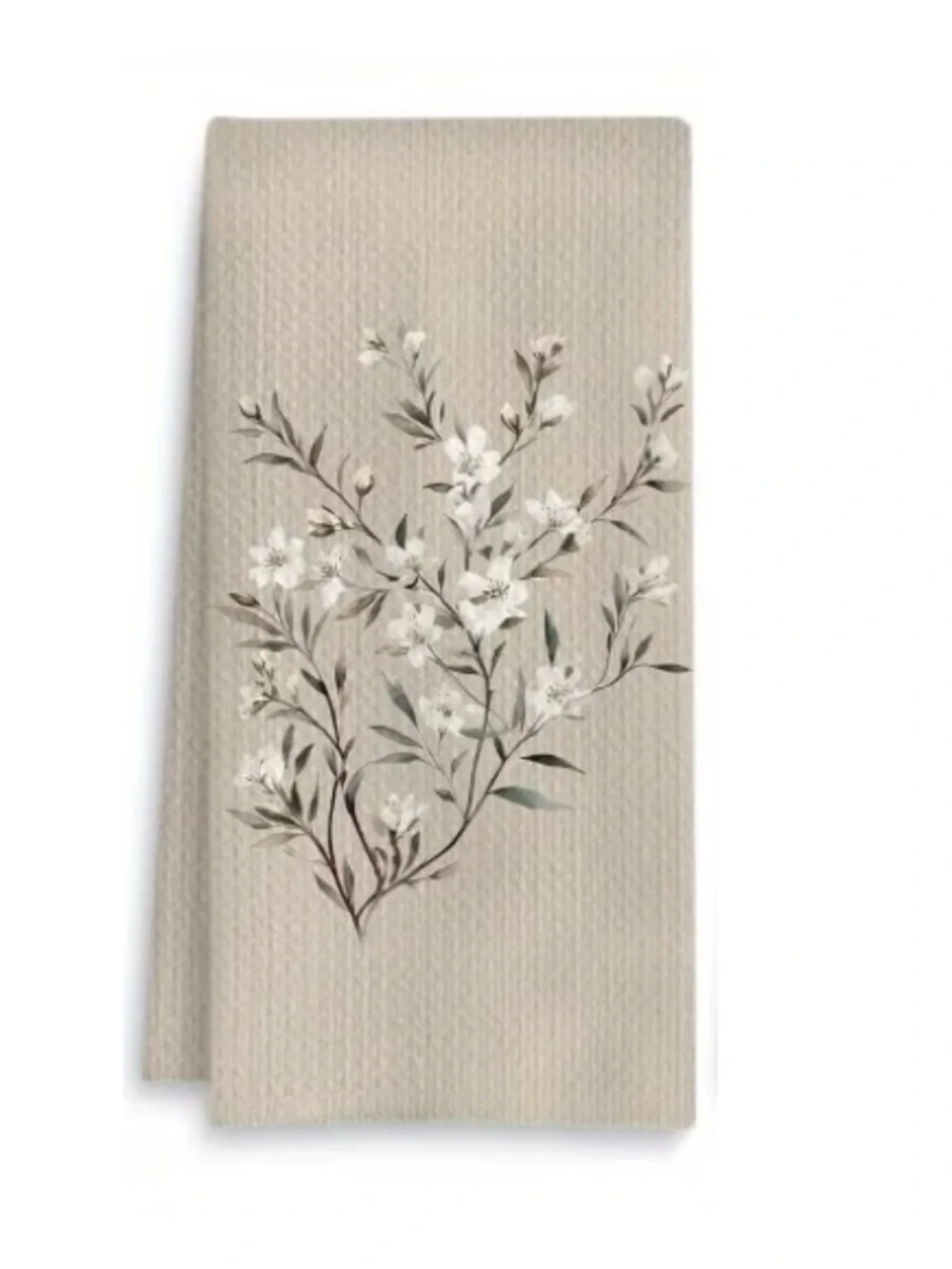 Vintage Floral Print Bathroom Hand Towel Beige Neutral Cottagecore NWOT OBO